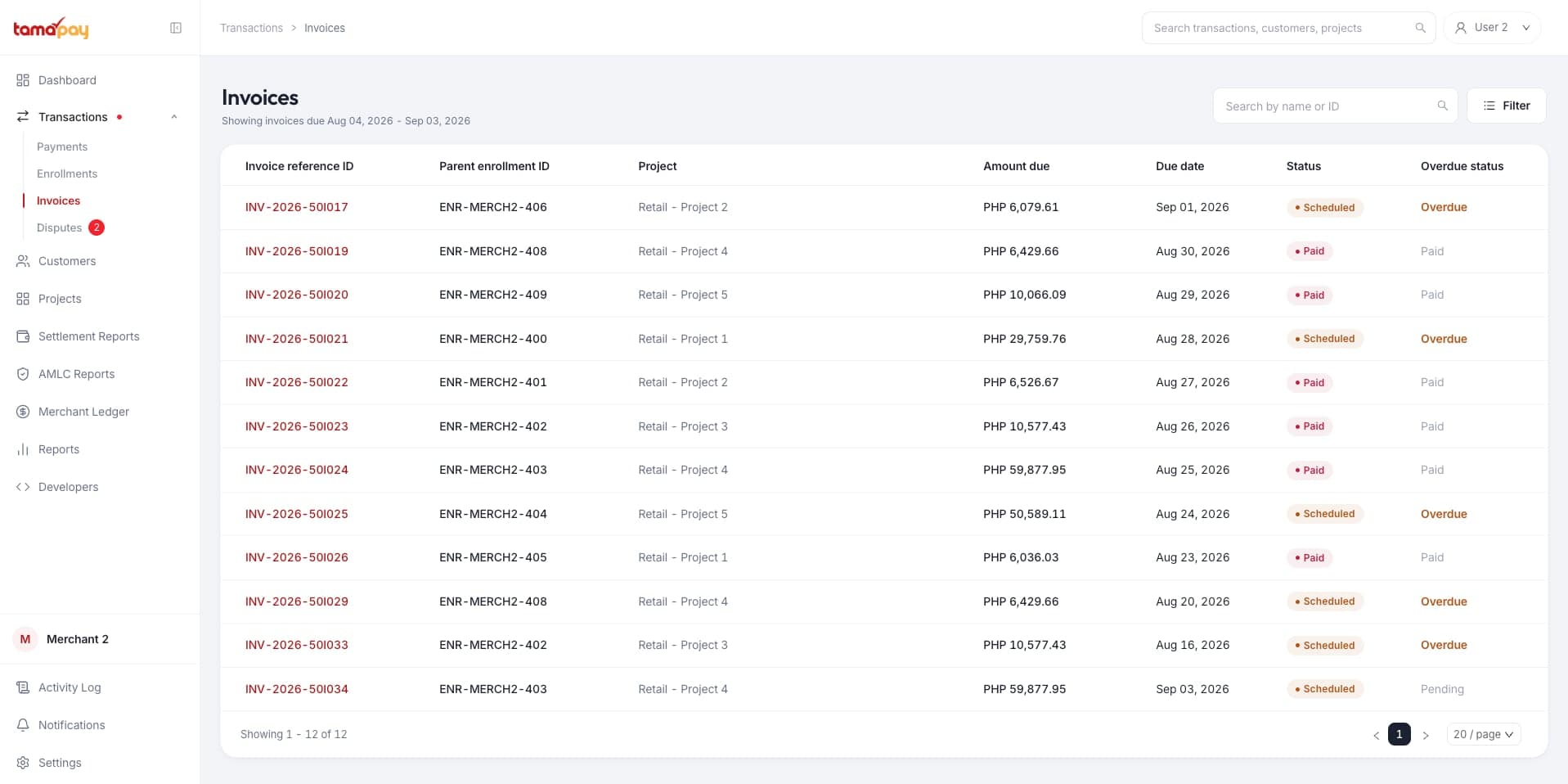Instalment plans — schedule and invoices