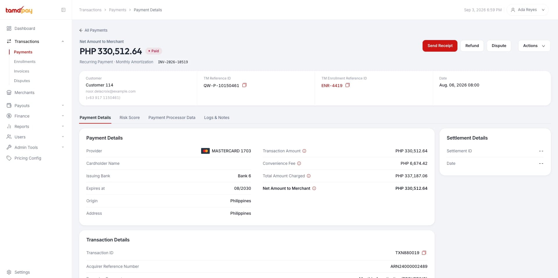 Payments — a payment in detail